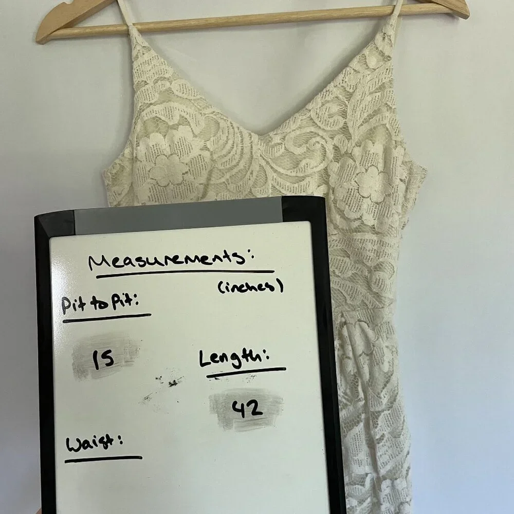 H&M white lace midi dress floral v-neck style comfortable low back summer dress - Picture 5 of 8